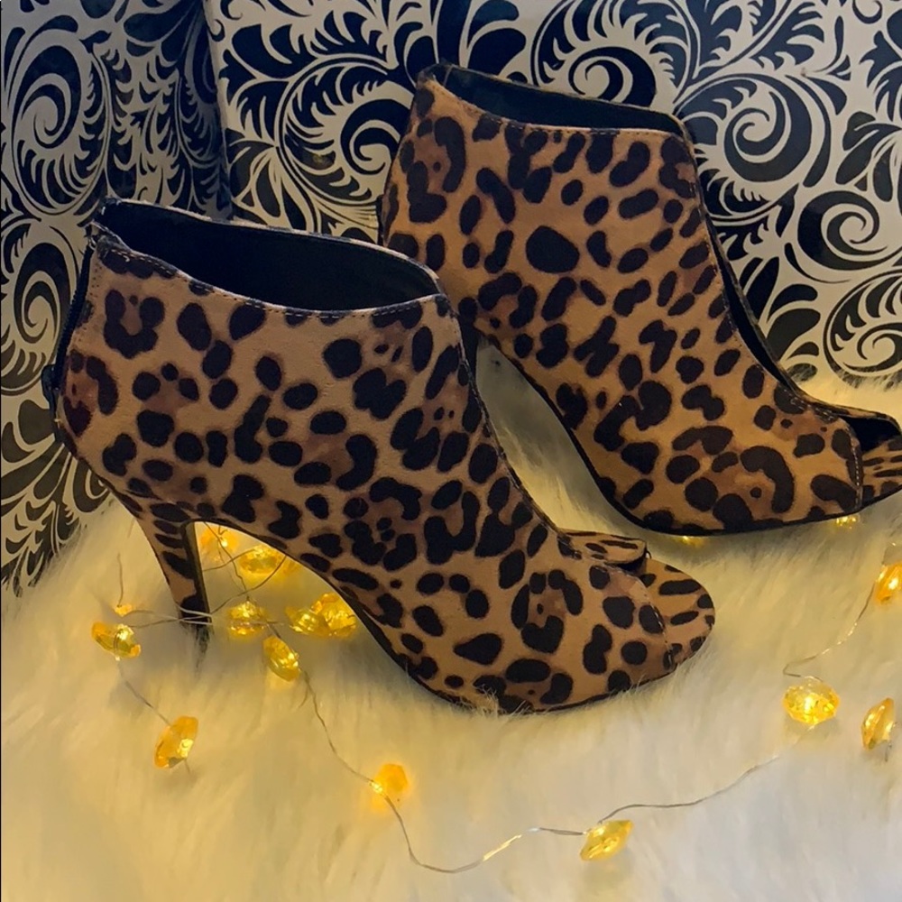 Leopard Print Open Toe Heels